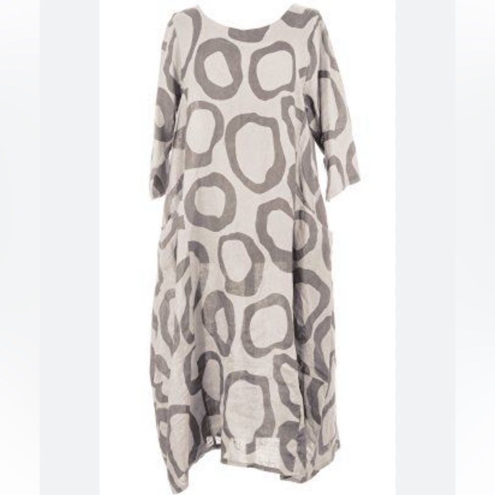 KLASIKS Italian Linen Dress Oversized Overlay Pockets